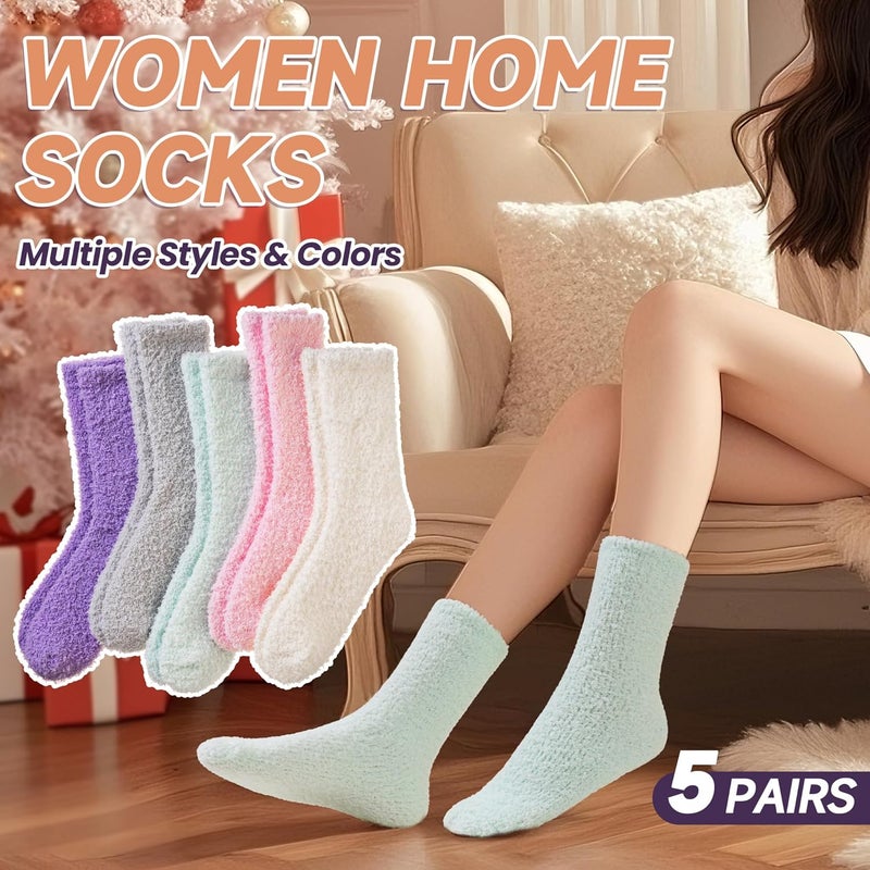 AMENLAN Store Women Fuzzy Slipper Socks Winter Microfiber Soft Cozy Plush Fluffy Socks Warm Comfy Thermal Home Sleeping Socks - Image 5